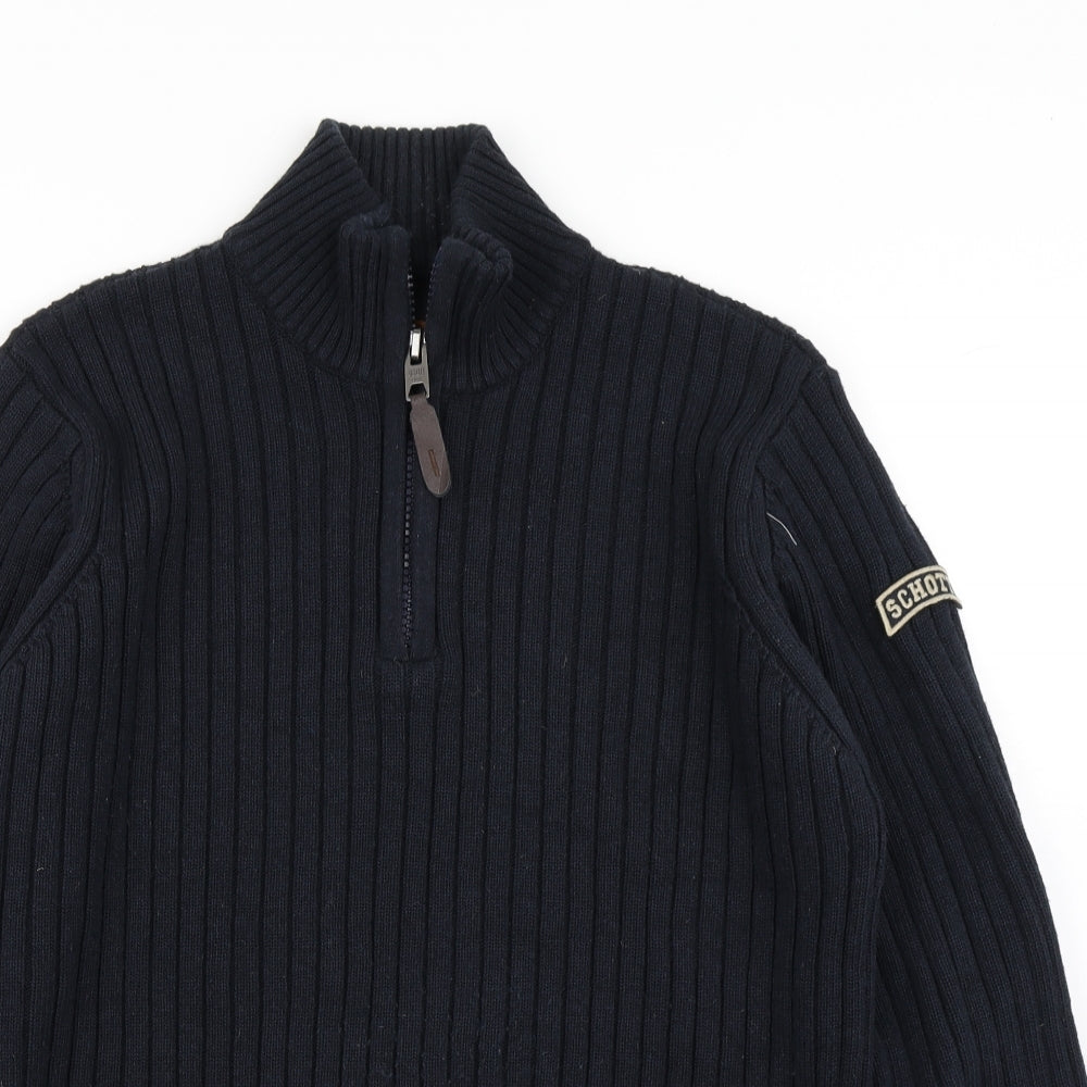 SCHOTT Mens Blue  Knit Pullover Jumper Size L