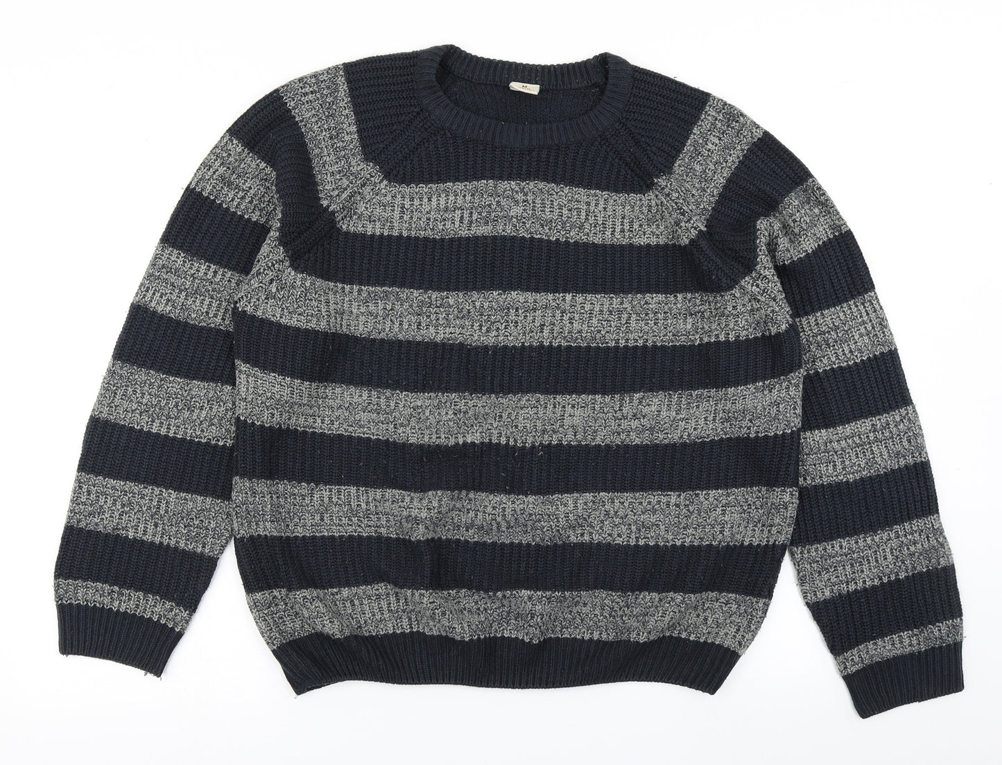 Oak Valley Womens Blue Striped Knit Pullover Jumper Size M