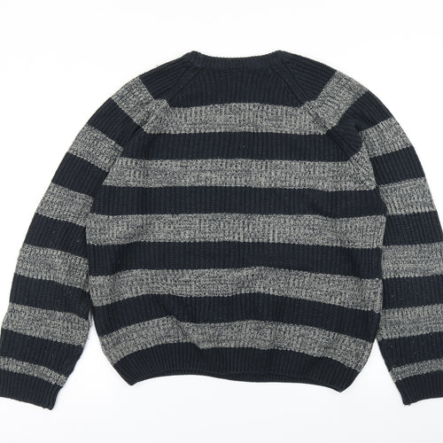 Oak Valley Womens Blue Striped Knit Pullover Jumper Size M