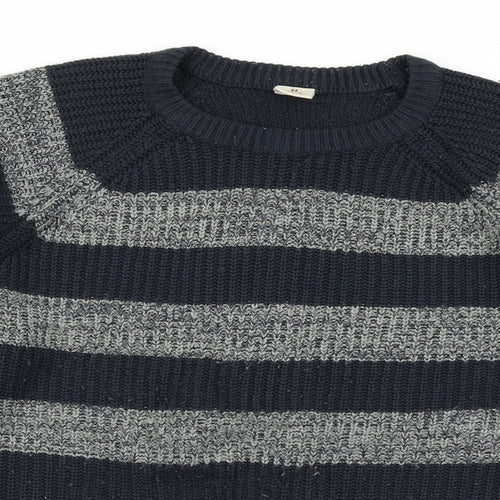 Oak Valley Womens Blue Striped Knit Pullover Jumper Size M
