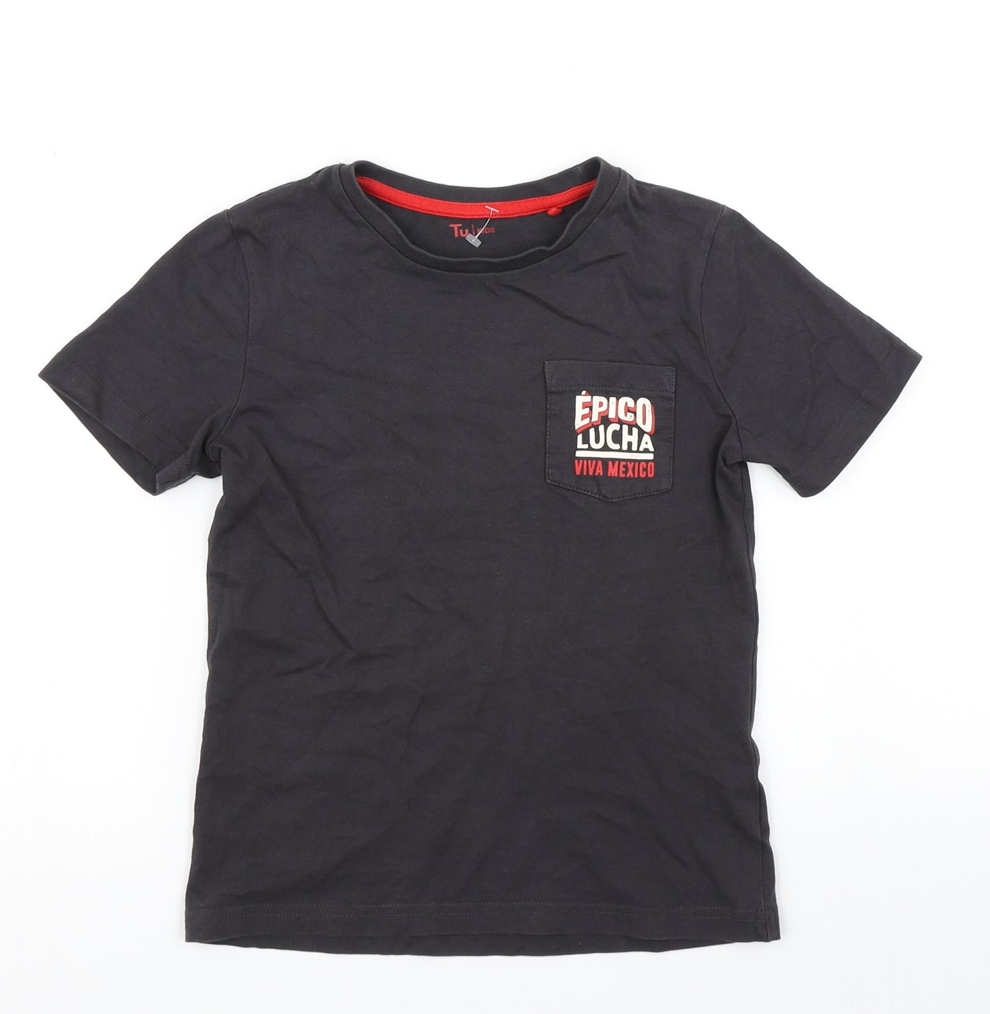 TU Boys Black   Basic T-Shirt Size 7 Years