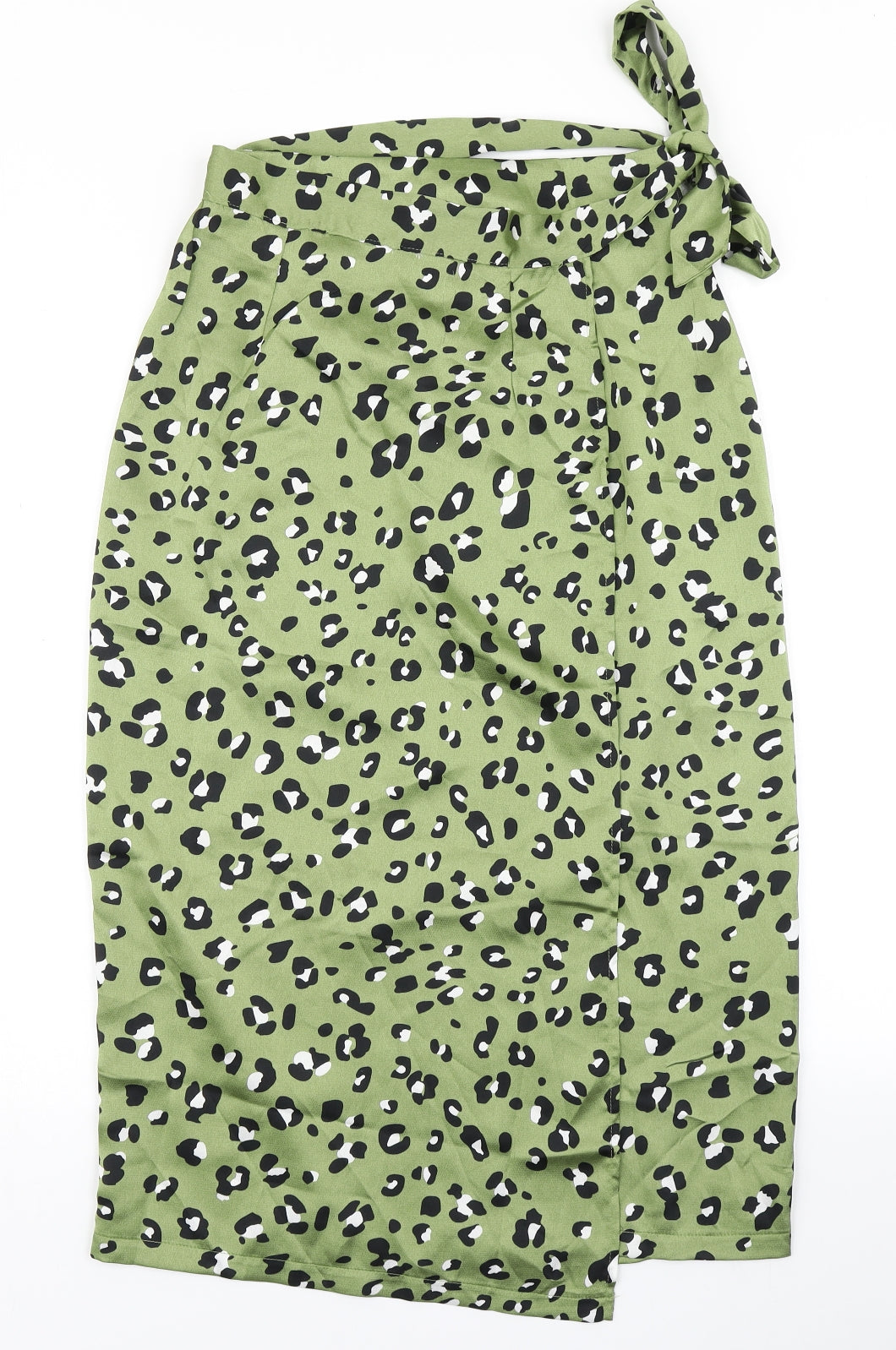 Quiz Womens Green Animal Print  Wrap Skirt Size 8