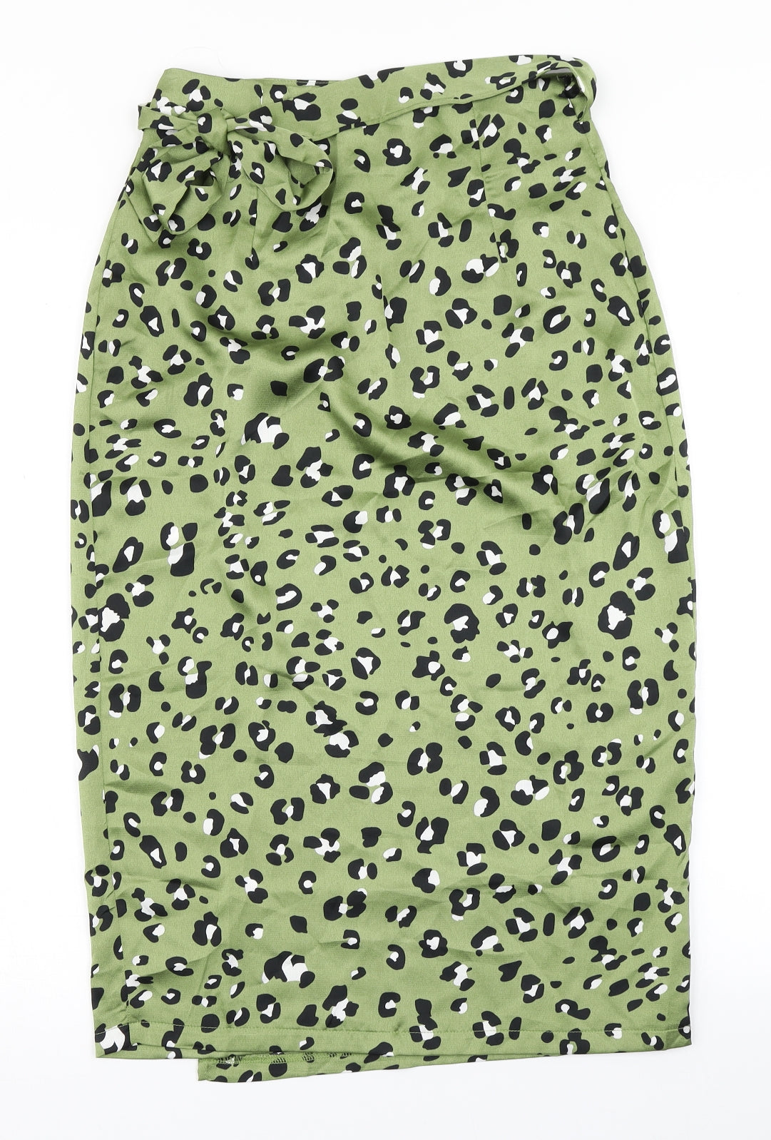 Quiz Womens Green Animal Print  Wrap Skirt Size 8