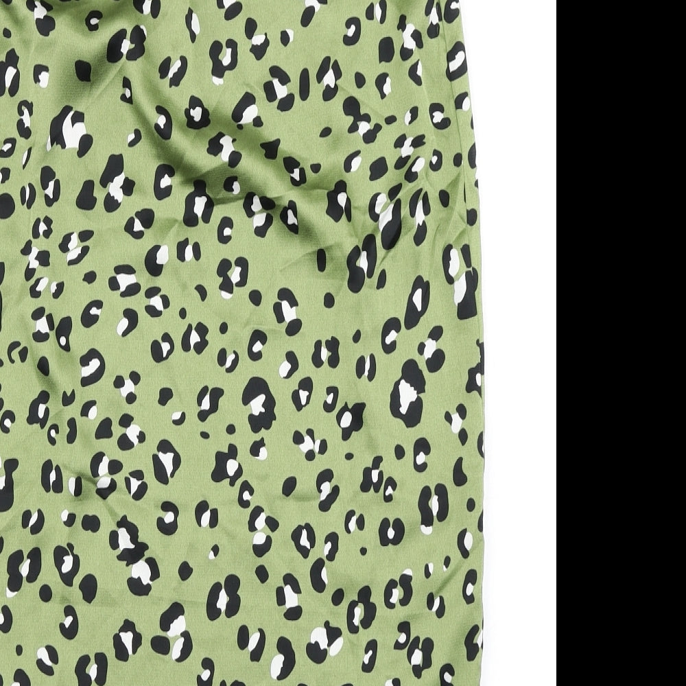 Quiz Womens Green Animal Print  Wrap Skirt Size 8