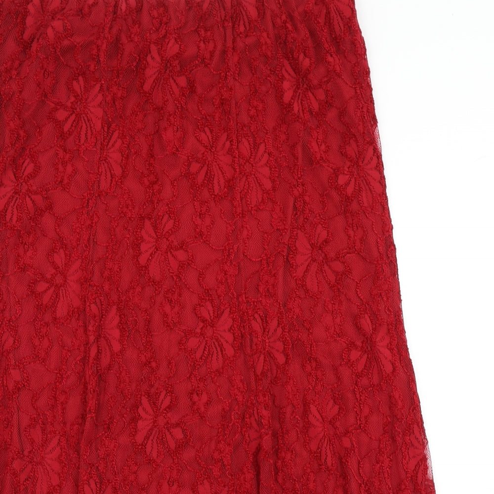 BM Womens Red Floral  Flare Skirt Size 16