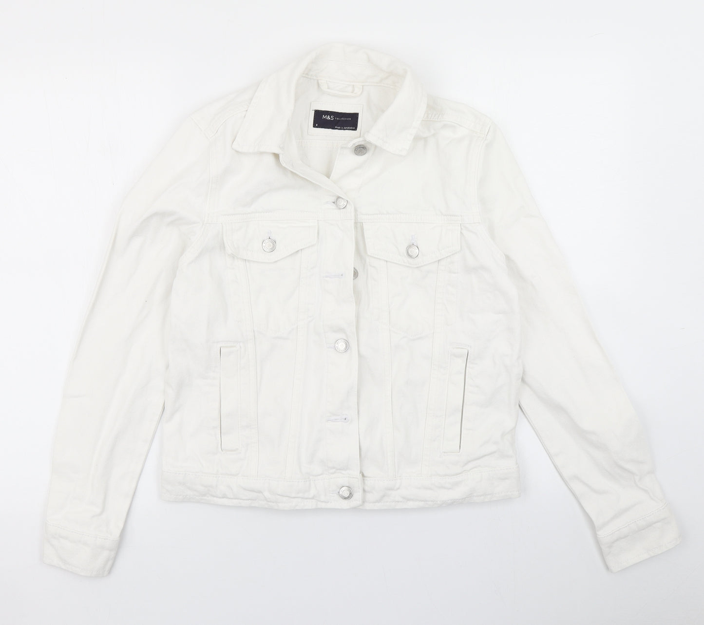 M&S Collection Womens White  Denim Jacket  Size 8