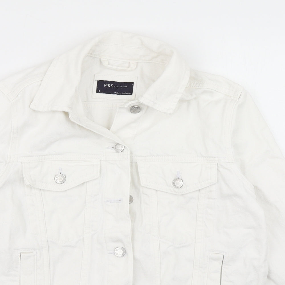 M&S Collection Womens White  Denim Jacket  Size 8