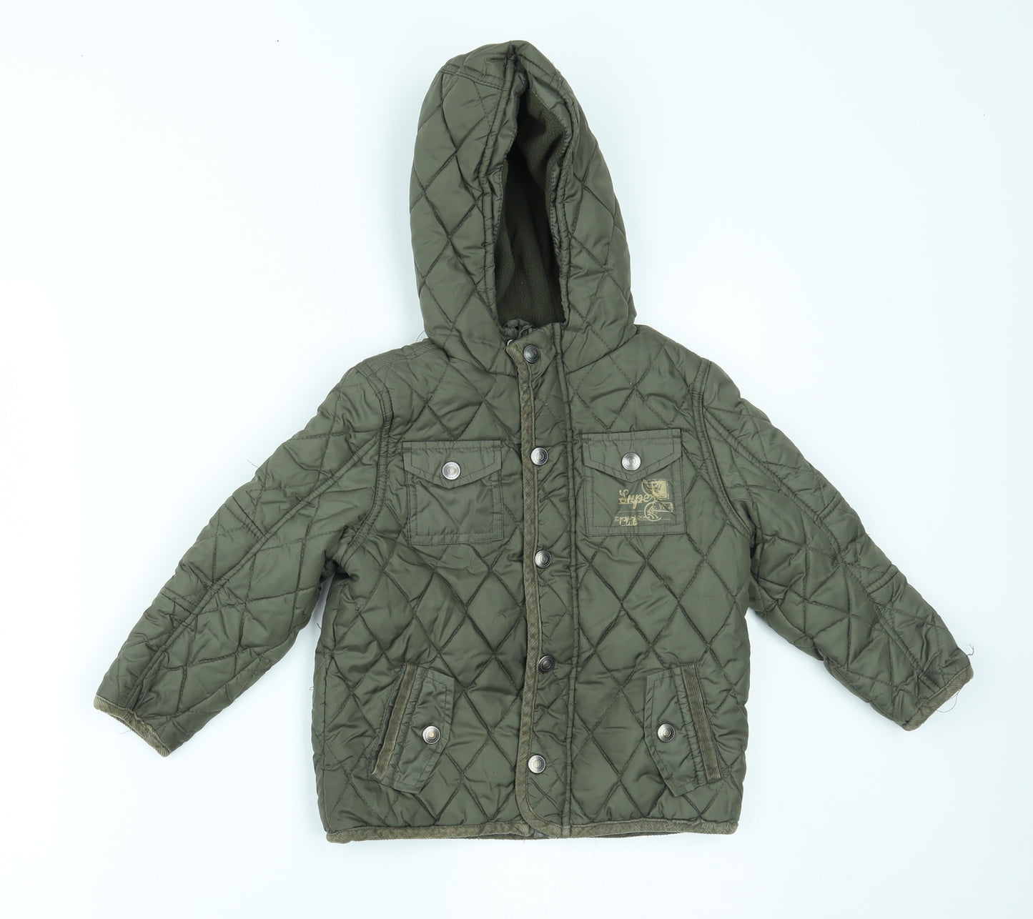 F&F Boys Green   Overcoat Coat Size 3-4 Years