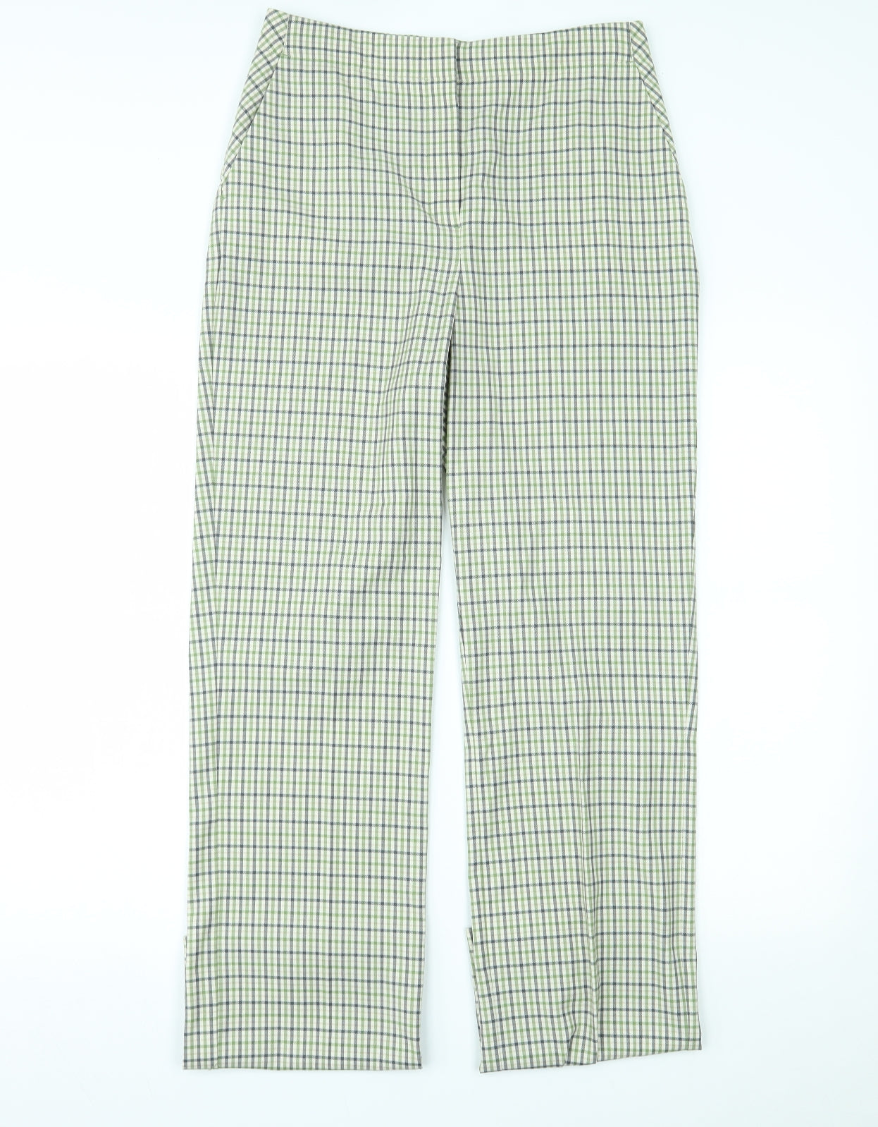 Marks and Spencer Womens Green Check  Trousers  Size 10 L32 in