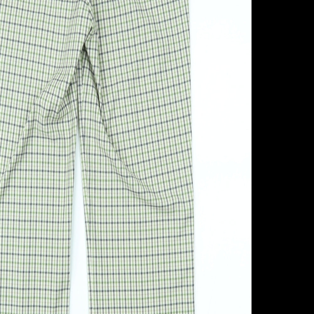 Marks and Spencer Womens Green Check  Trousers  Size 10 L32 in