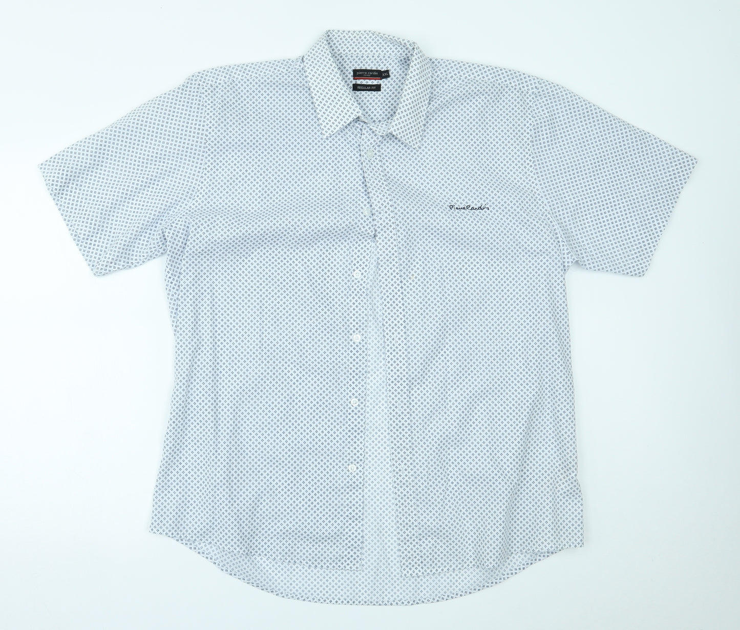Pierre Cardin Mens White Polka Dot   Button-Up Size 2XL