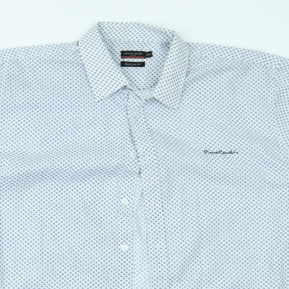 Pierre Cardin Mens White Polka Dot   Button-Up Size 2XL