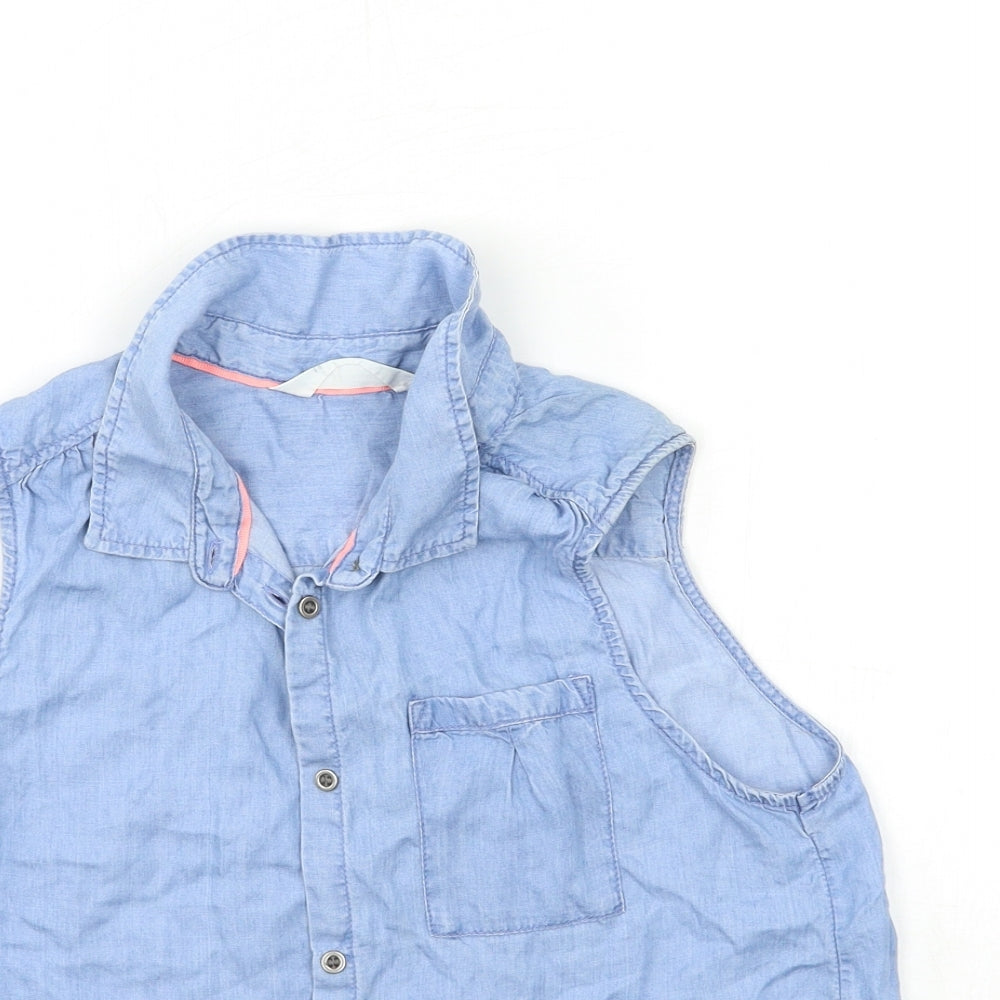 H&M Girls Blue  Denim Basic Button-Up Size 13 Years