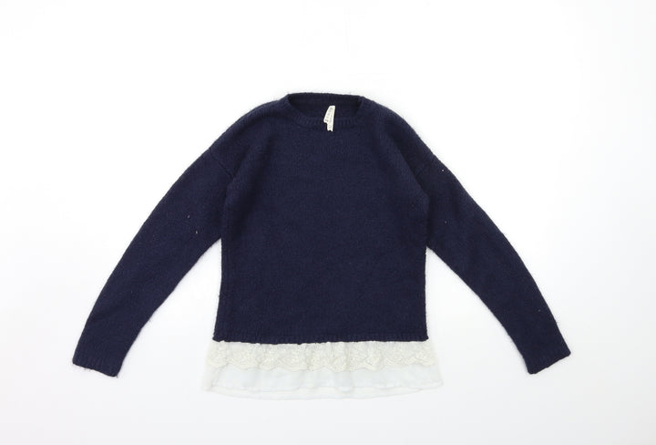 Young Dimension Girls Blue  Knit Pullover Jumper Size 12 Years