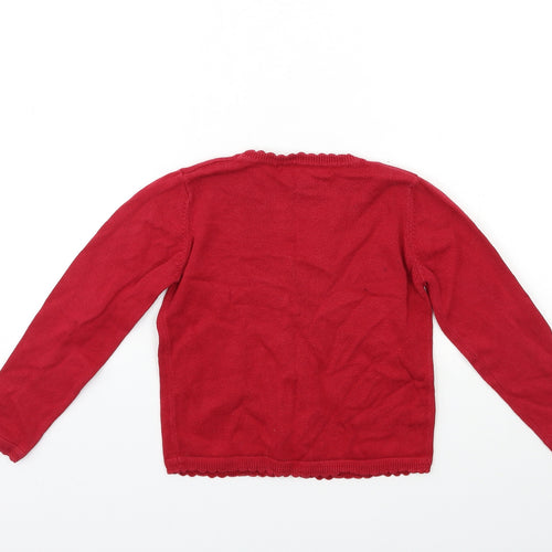 George Girls Red  Knit Cardigan Jumper Size 4-5 Years