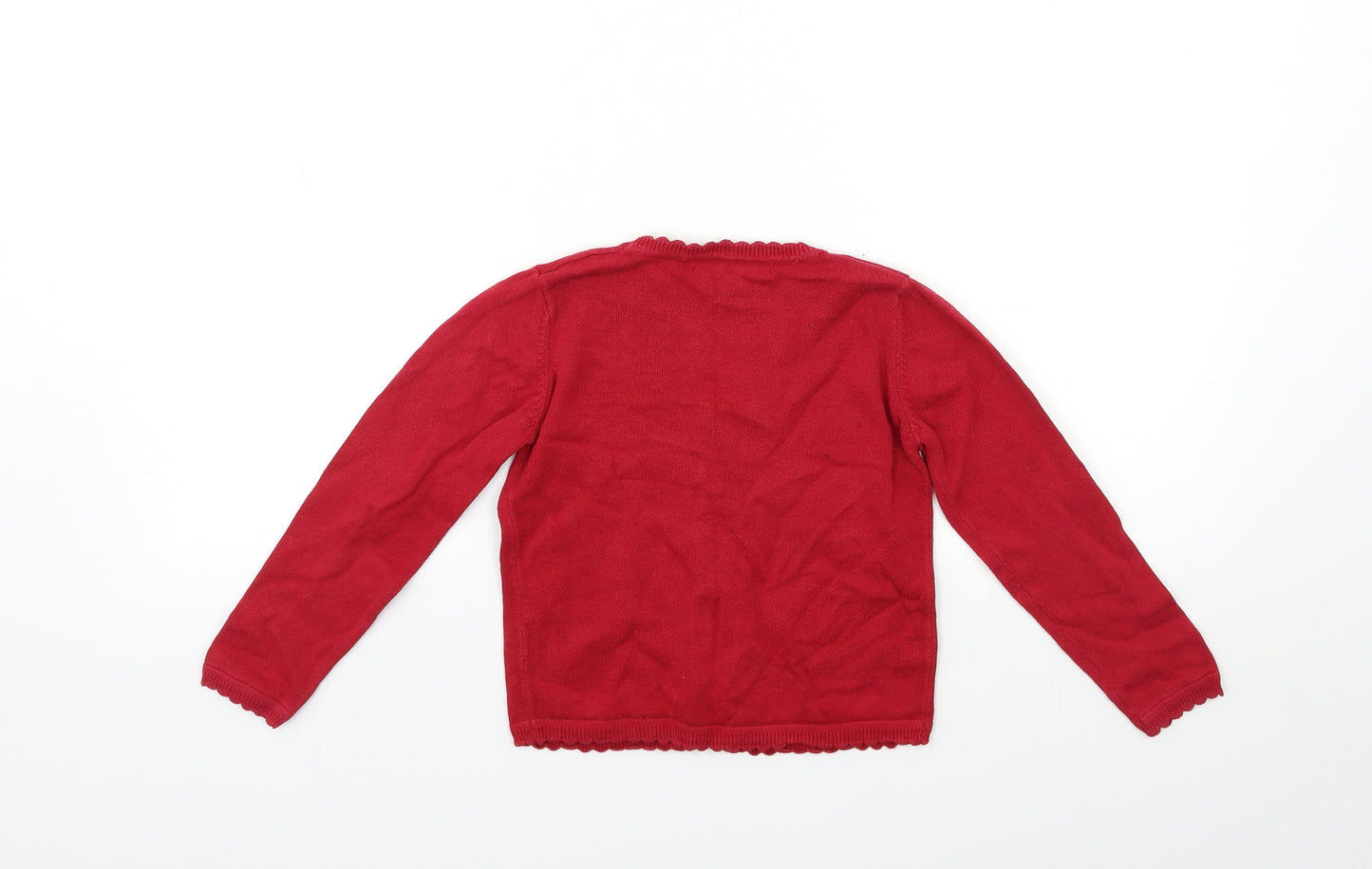 George Girls Red  Knit Cardigan Jumper Size 4-5 Years