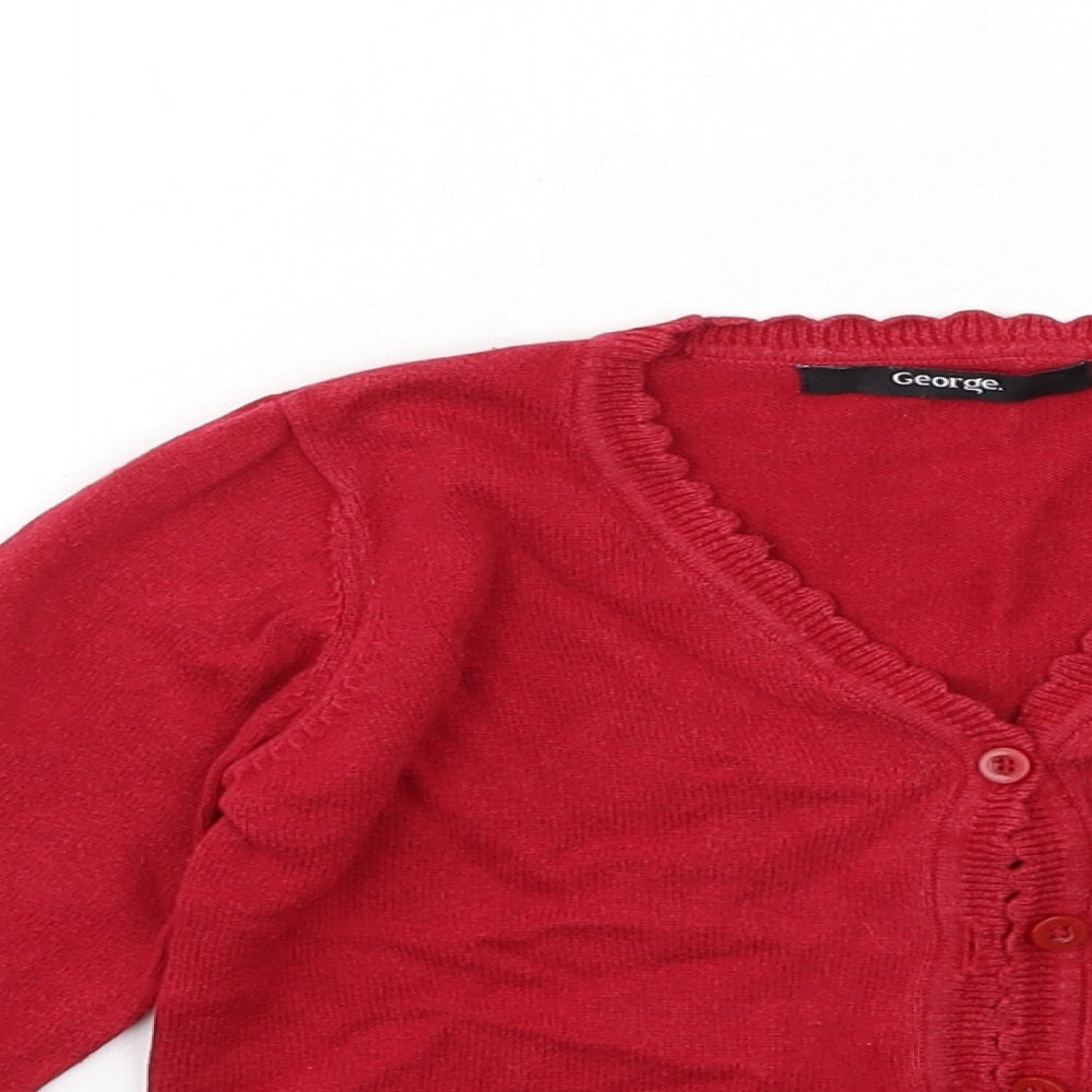 George Girls Red  Knit Cardigan Jumper Size 4-5 Years