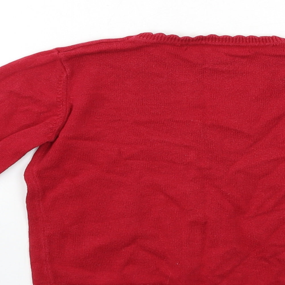 George Girls Red  Knit Cardigan Jumper Size 4-5 Years