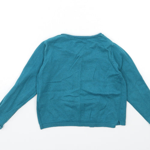 Okaidi Girls Blue  Knit Cardigan Jumper Size 4 Years