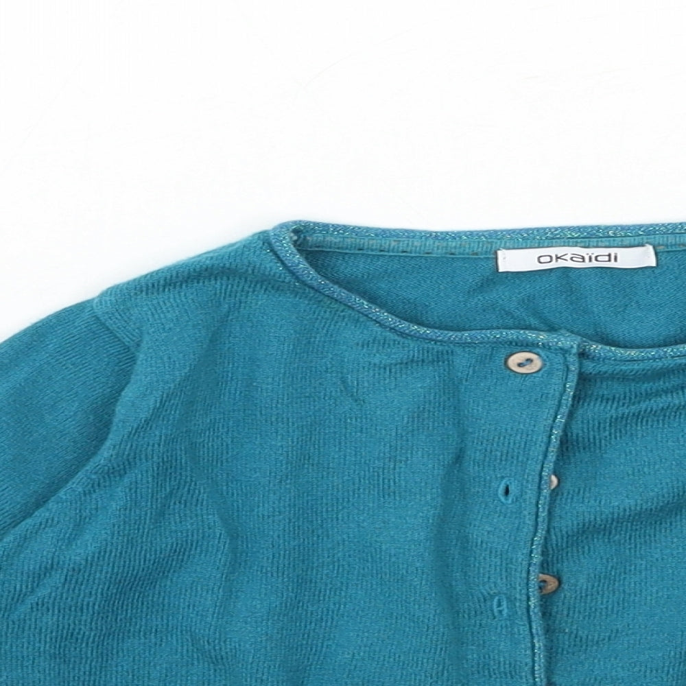 Okaidi Girls Blue  Knit Cardigan Jumper Size 4 Years