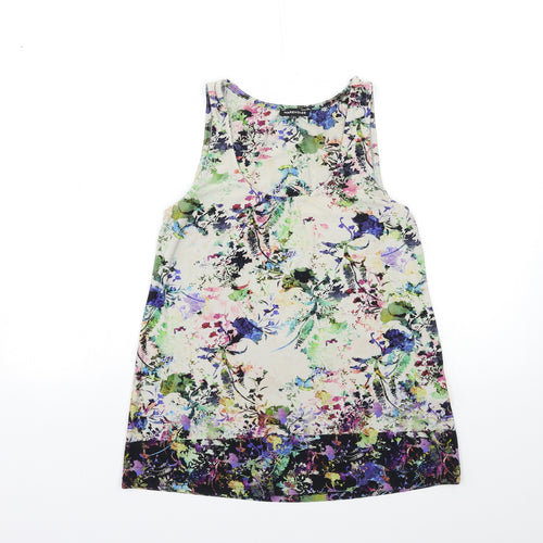 Warehouse Womens Beige Floral  Basic Tank Size 6