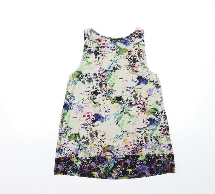 Warehouse Womens Beige Floral Basic Tank Size 6