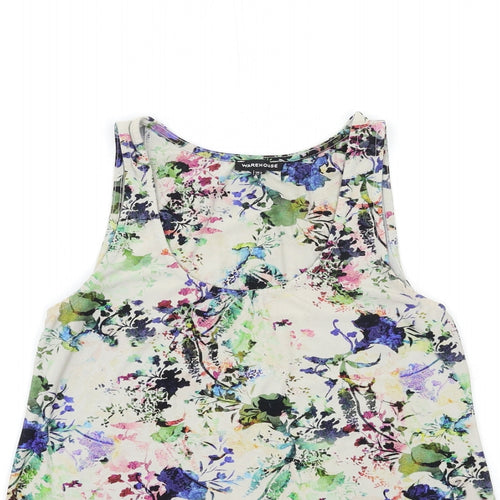 Warehouse Womens Beige Floral  Basic Tank Size 6