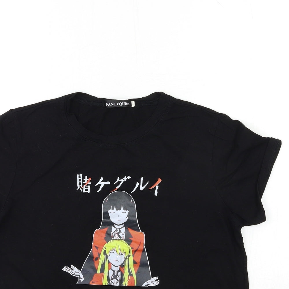 Fancyqube Womens Black   Basic T-Shirt Size L