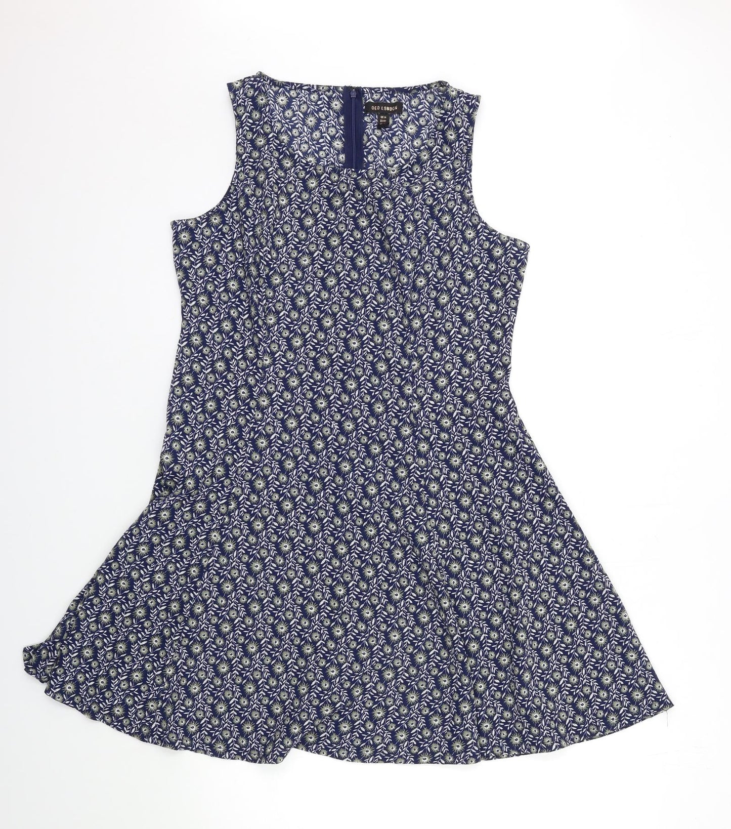 QED London Womens Blue Floral  Tank Dress  Size 14