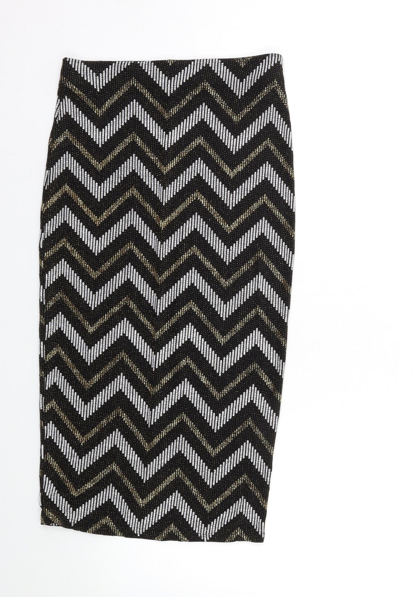 River Island Womens Black Geometric  Straight & Pencil Skirt Size 8