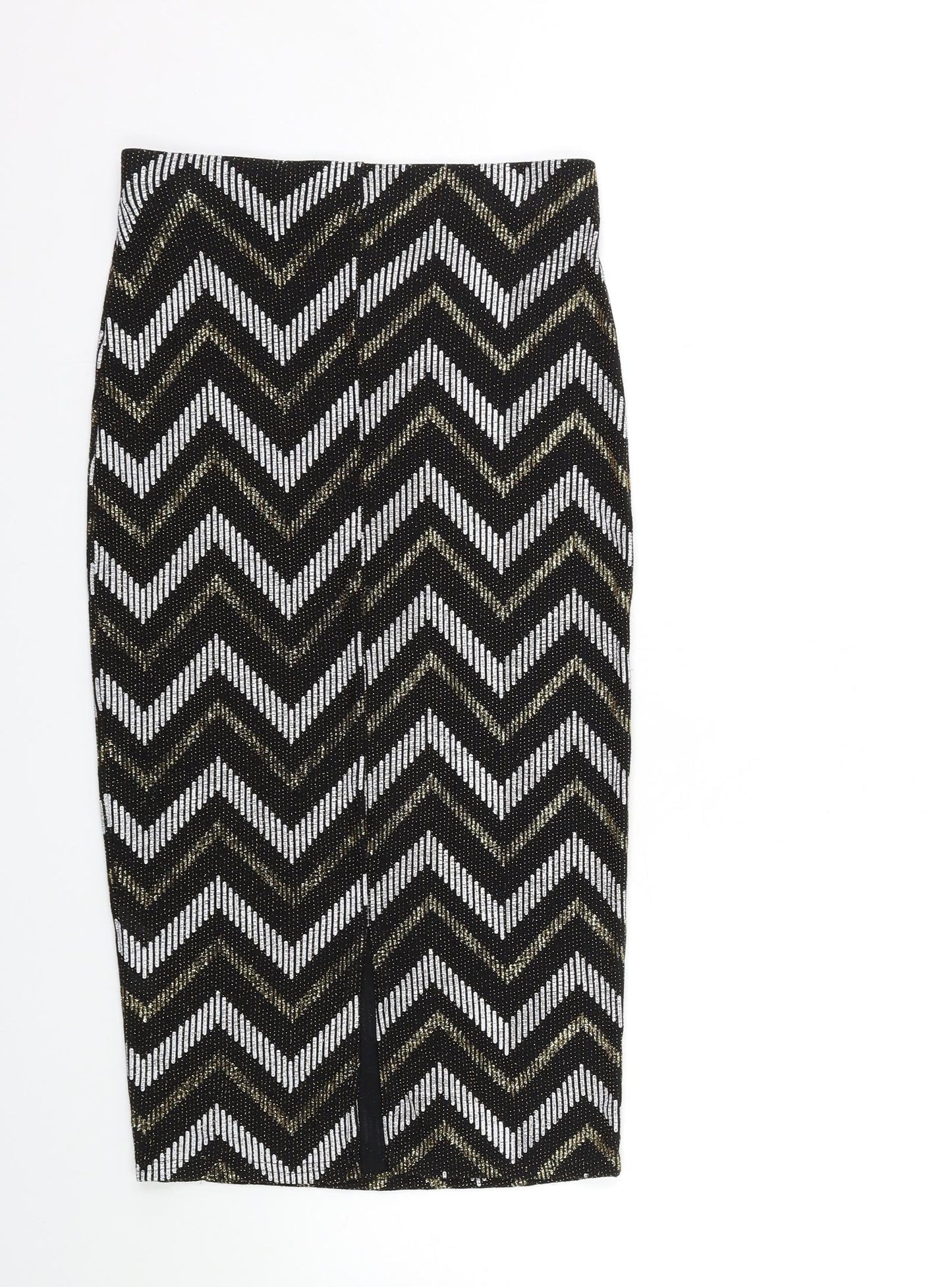 River Island Womens Black Geometric  Straight & Pencil Skirt Size 8