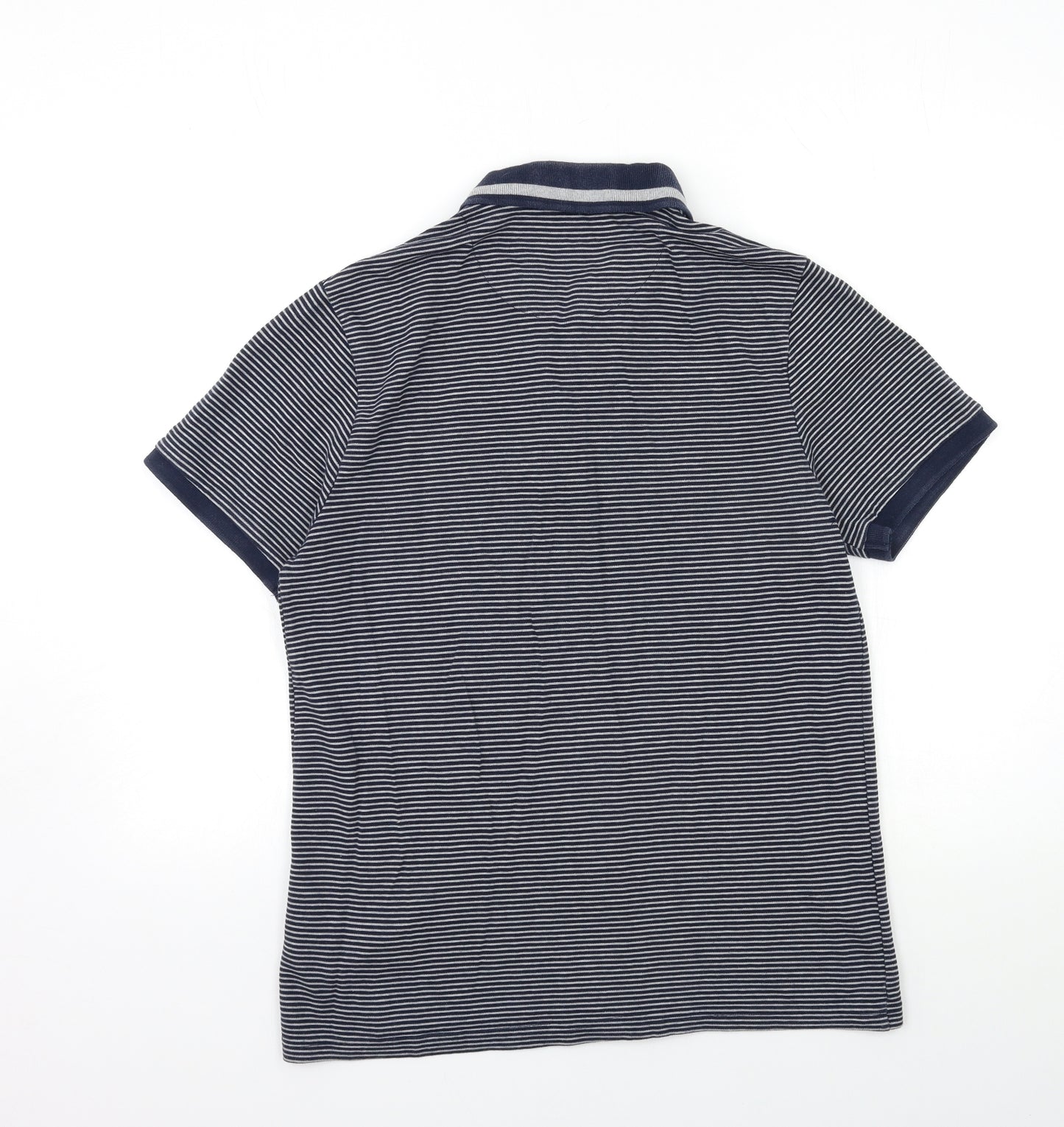 George Mens Blue Striped   Polo Size M