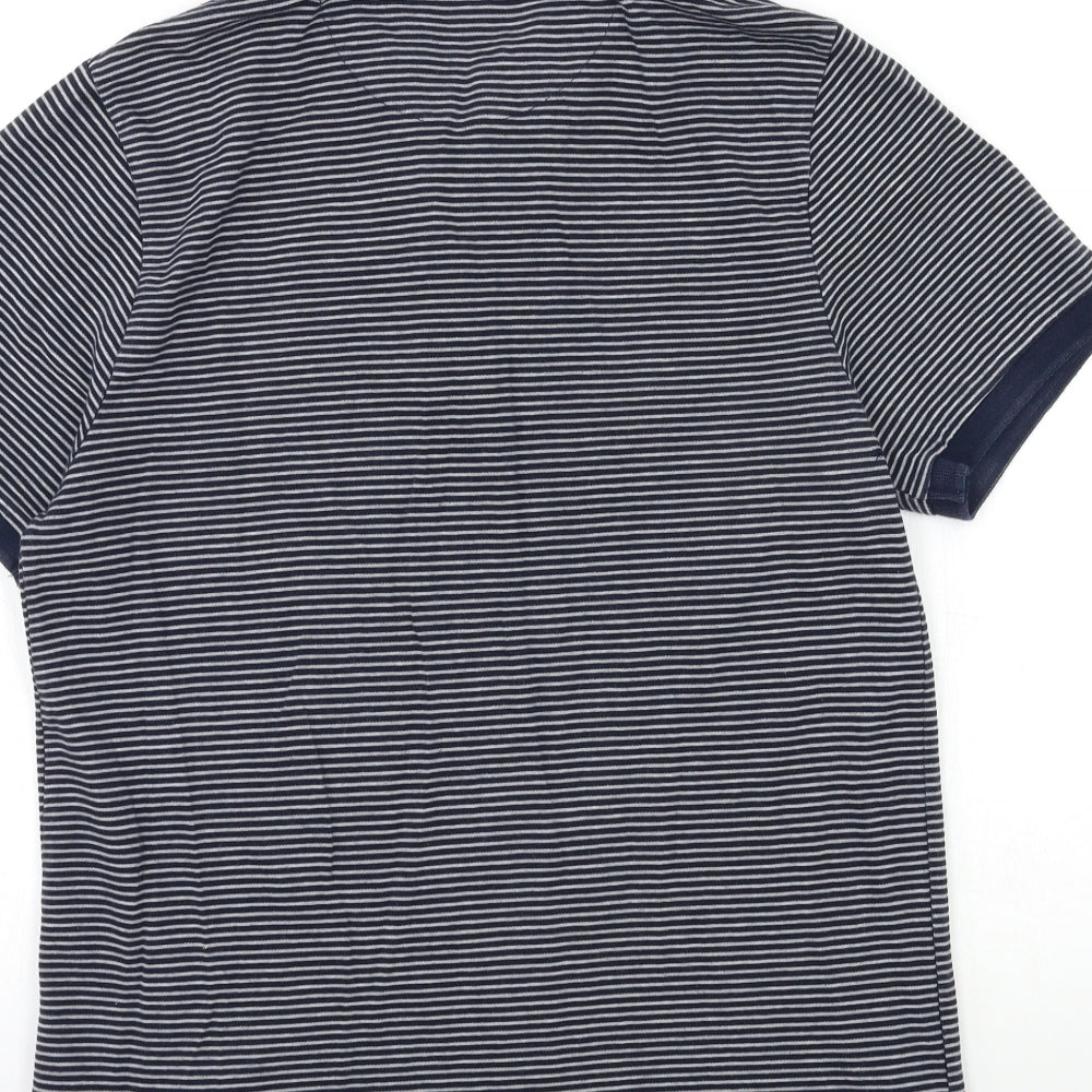 George Mens Blue Striped   Polo Size M