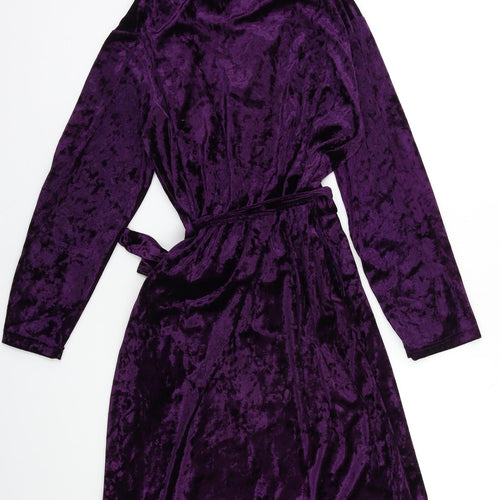 City comfort Womens Purple  Velour Kimono Robe Size S