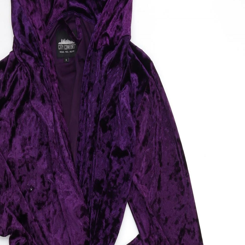 City comfort Womens Purple  Velour Kimono Robe Size S