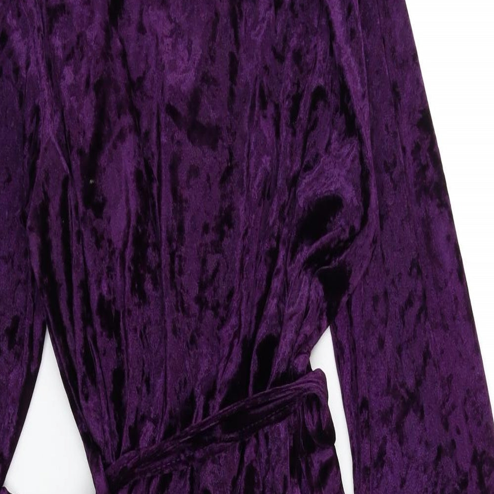 City comfort Womens Purple  Velour Kimono Robe Size S
