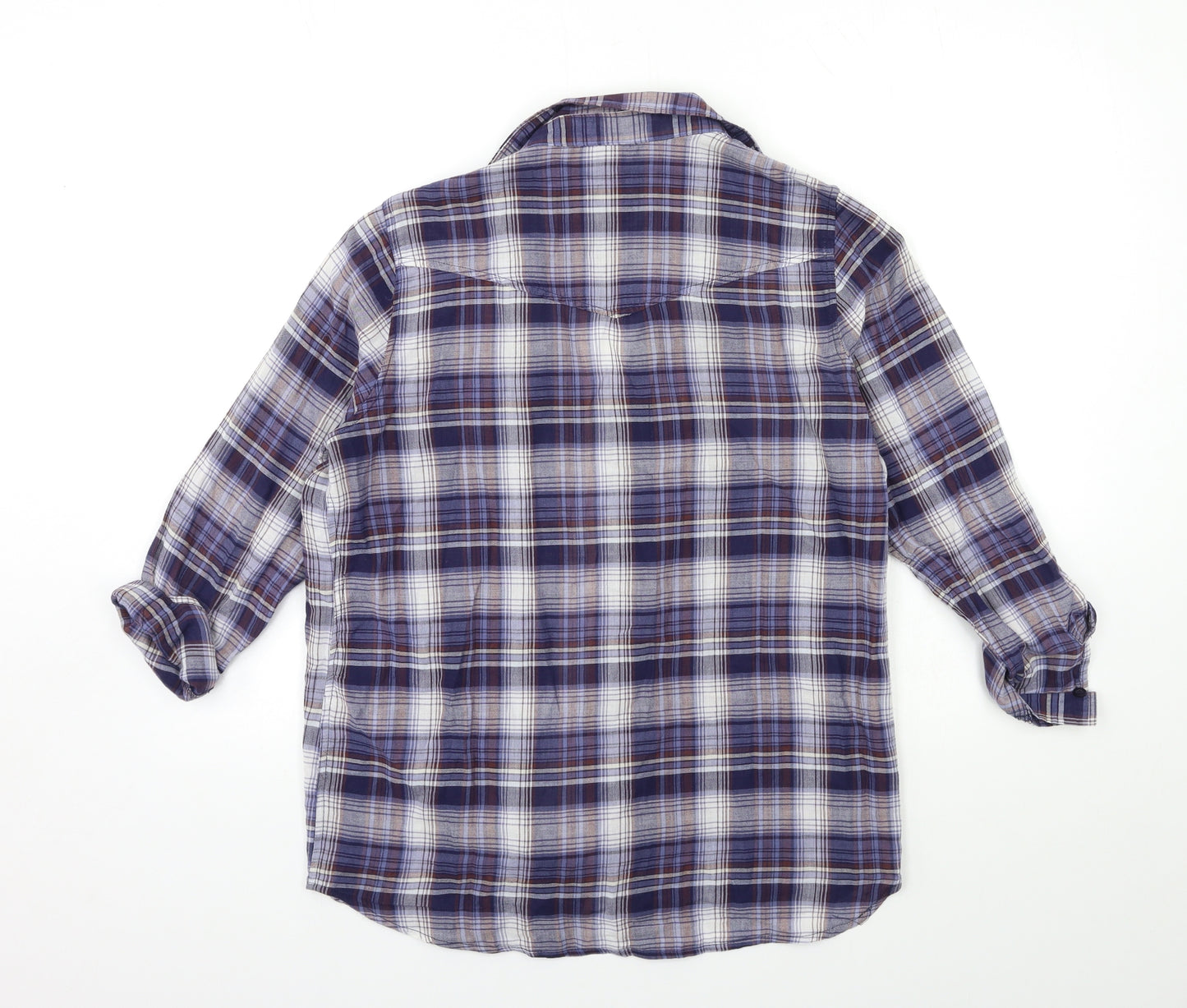 Topshop Womens Blue Check  Basic Button-Up Size 12