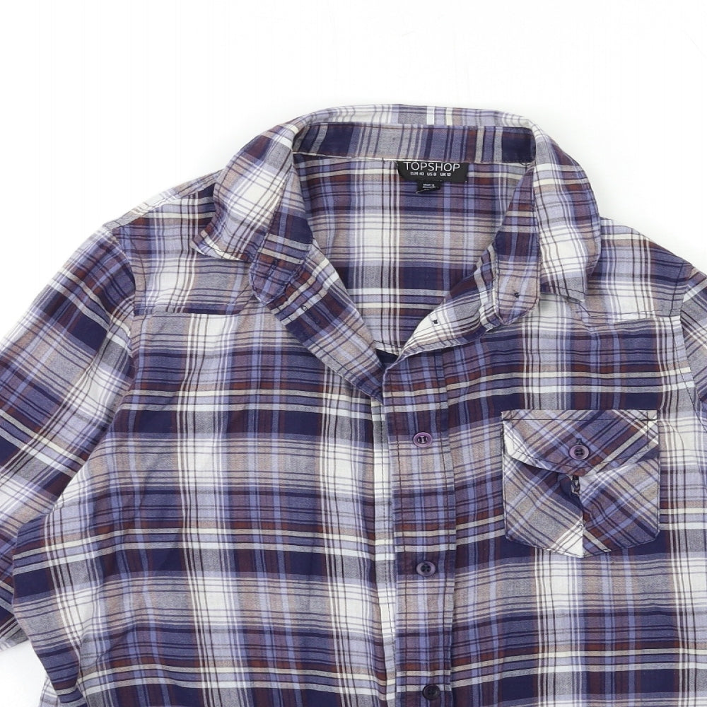 Topshop Womens Blue Check  Basic Button-Up Size 12