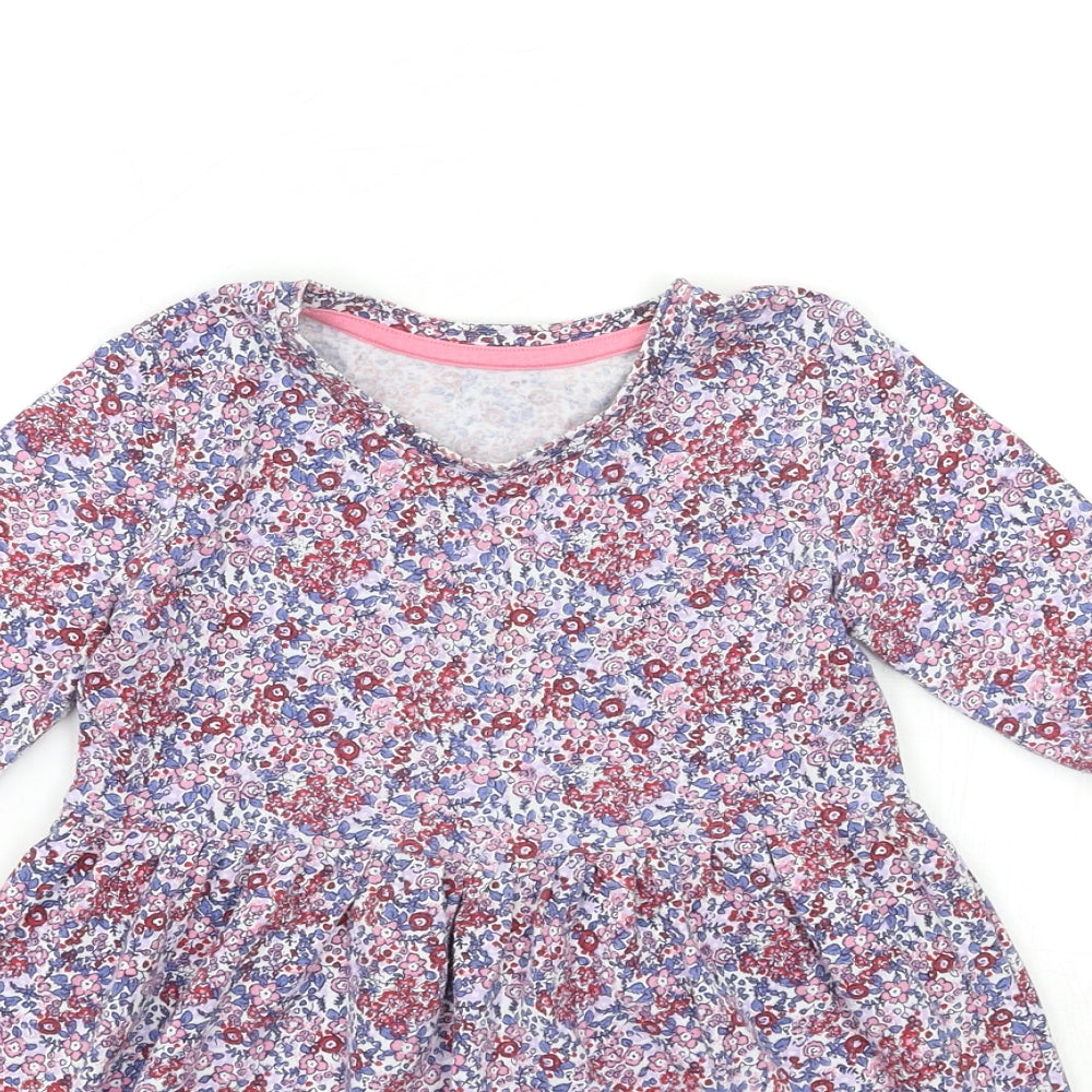 Matalan Girls Black Floral  T-Shirt Dress  Size 3-4 Years