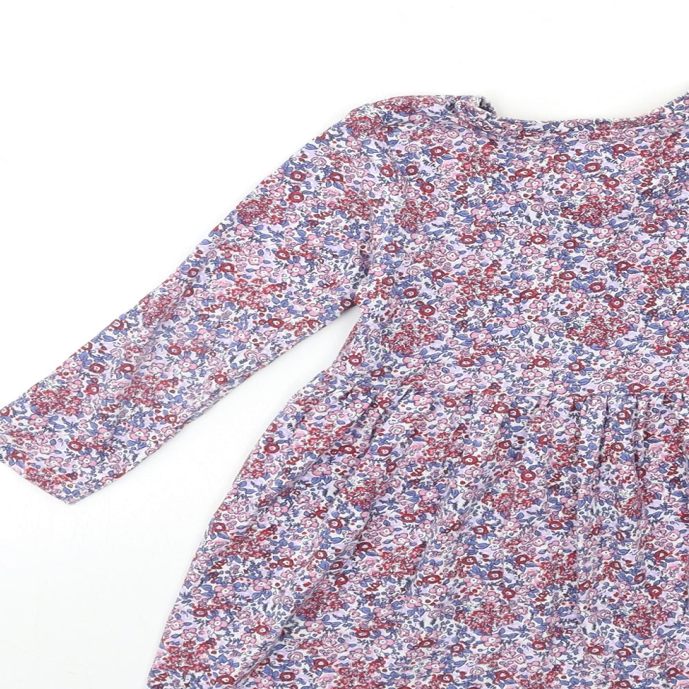 Matalan Girls Black Floral  T-Shirt Dress  Size 3-4 Years