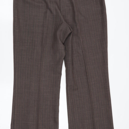 M&S Womens Brown Striped  Trousers  Size 10 L31 in