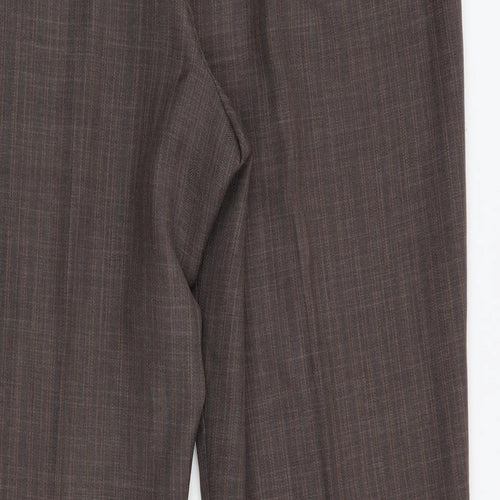 M&S Womens Brown Striped  Trousers  Size 10 L31 in