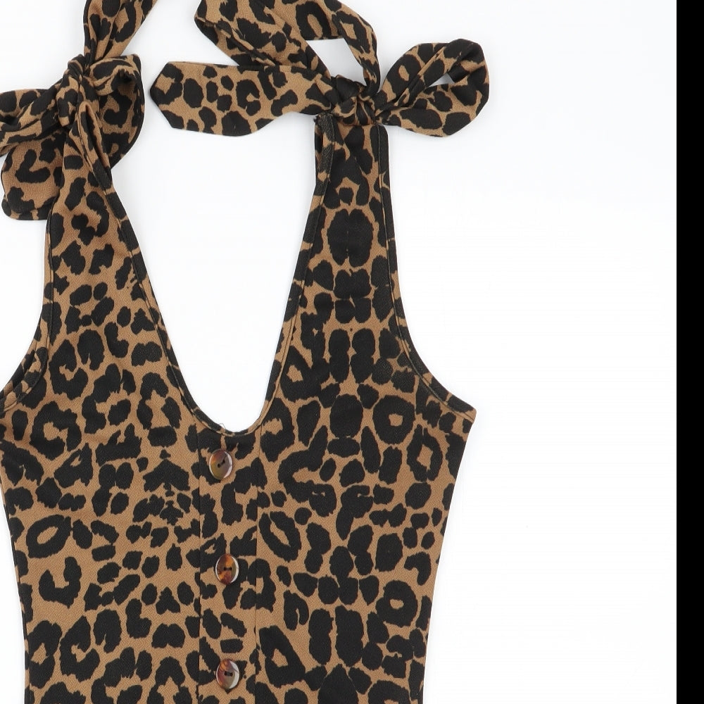 PLT Womens Multicoloured Animal Print  Bodysuit One-Piece Size 8
