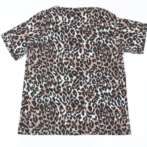 PLT Womens Multicoloured Animal Print  Basic T-Shirt Size 10