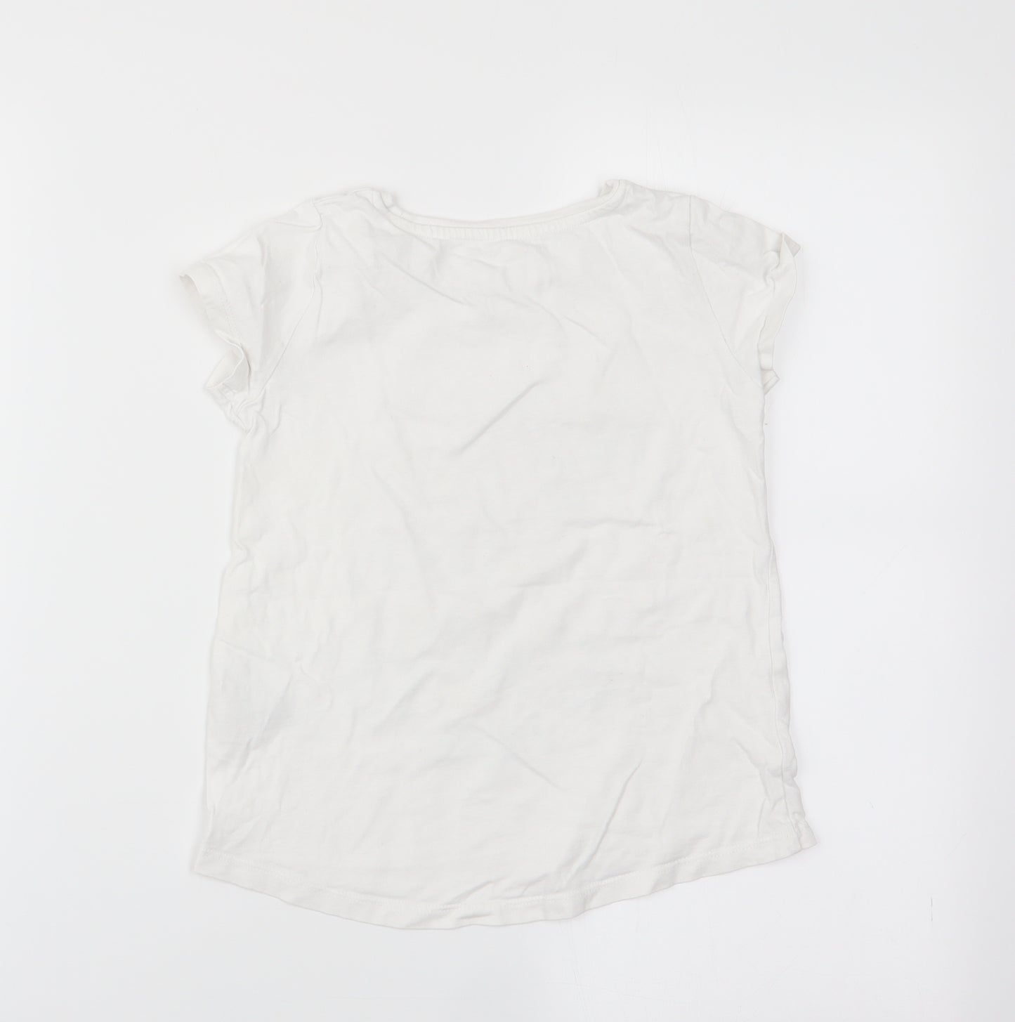 Nutmeg Girls White Animal Print  Basic T-Shirt Size 7-8 Years