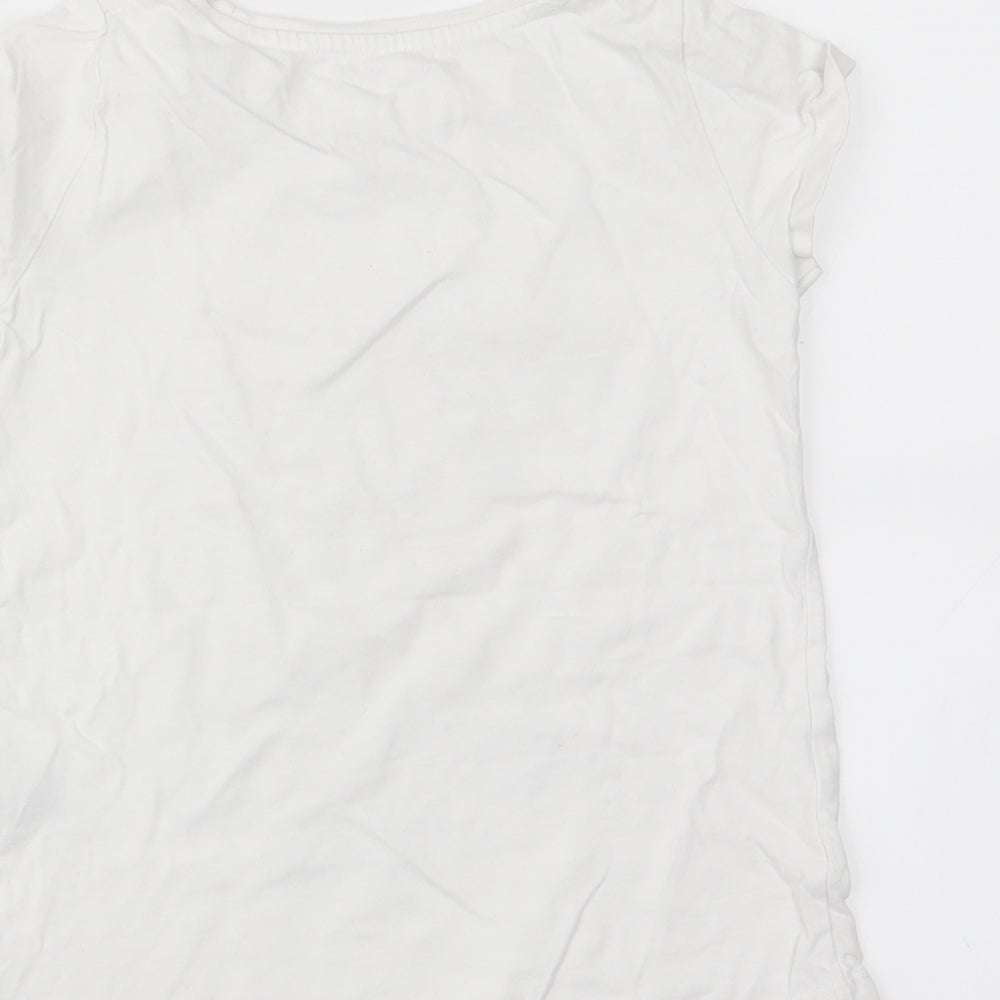 Nutmeg Girls White Animal Print  Basic T-Shirt Size 7-8 Years