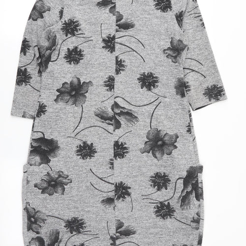 Roman Womens Grey Floral  Fit & Flare  Size 12