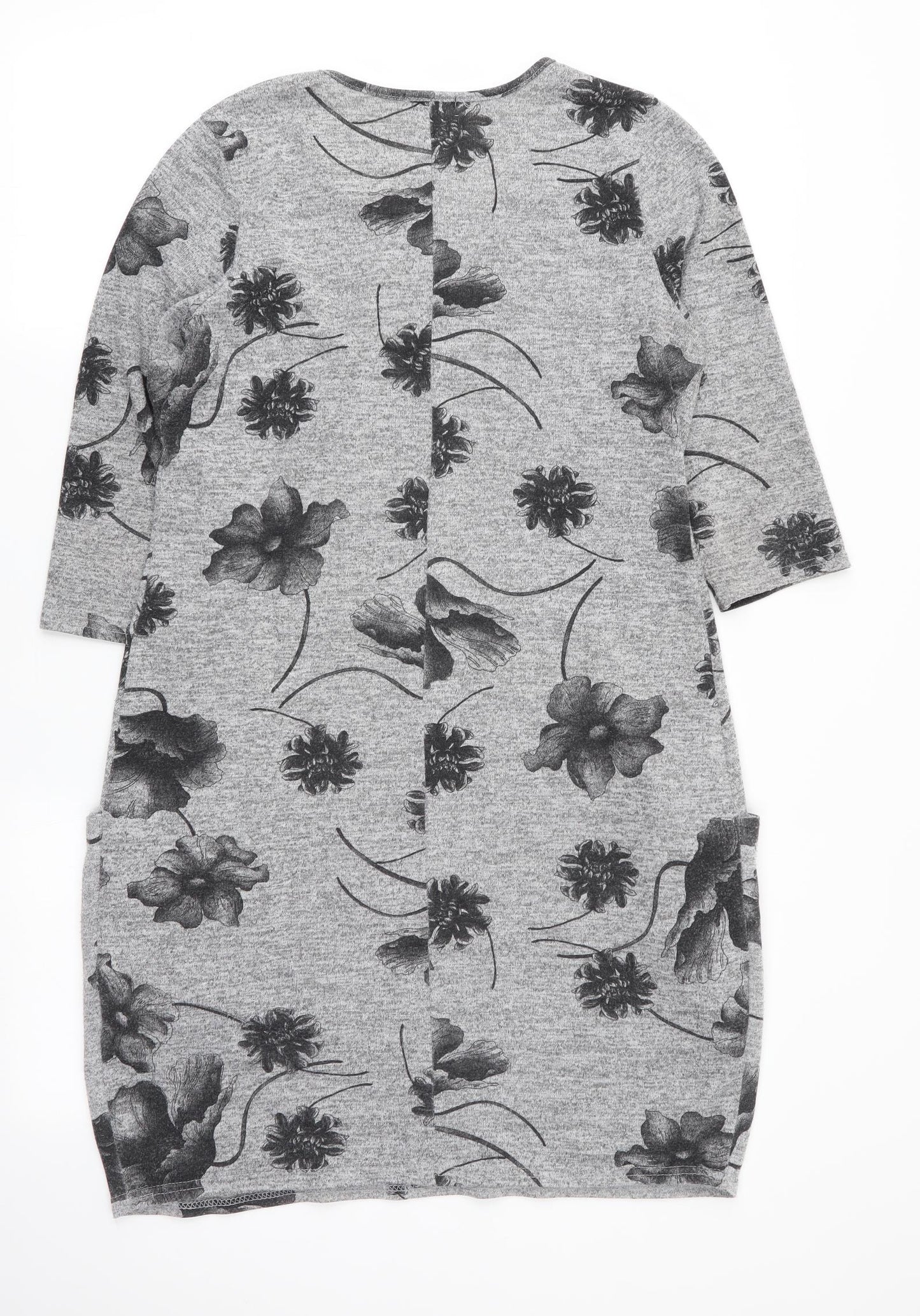 Roman Womens Grey Floral  Fit & Flare  Size 12