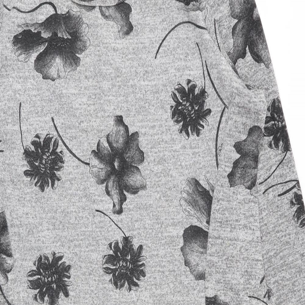 Roman Womens Grey Floral  Fit & Flare  Size 12