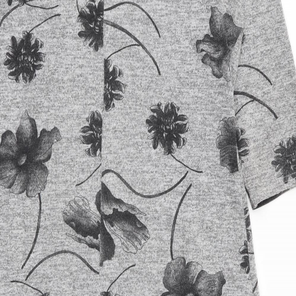 Roman Womens Grey Floral  Fit & Flare  Size 12